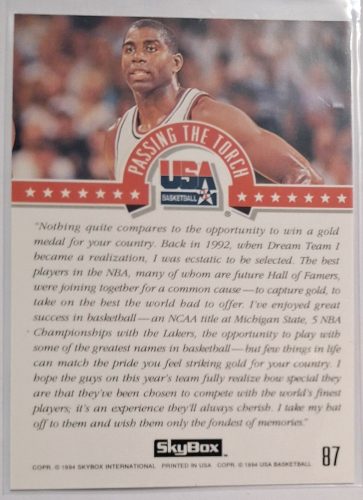 Magic Johnson NBA SkyBox Usa Basketball 1994 kosárlabdakártya