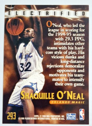 Shaqulle O'Neal NBA Skybox Electrified Kosárlabdakártya 1996