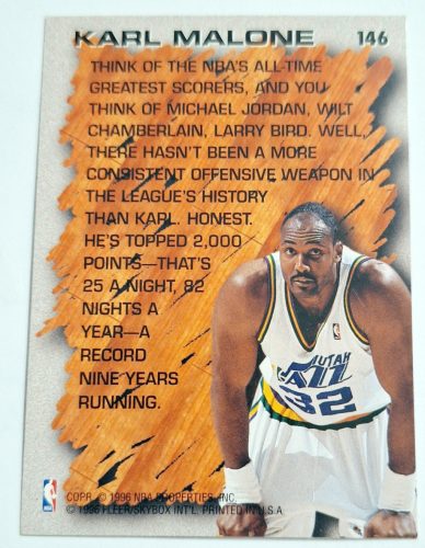Karl Malone NBA Fleer Hardwood Leader kosárlabdakártya 1996-1997