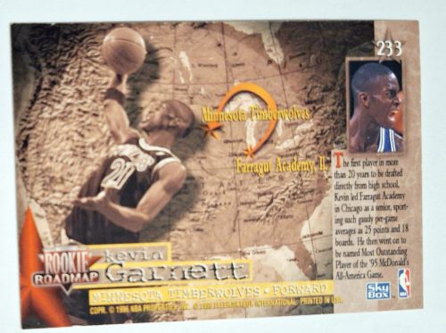 Kevin Garnett NBA SkyBox RC Rookie kosárlabdakártya 1995-1996