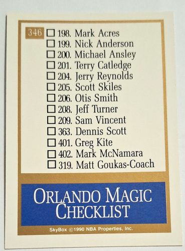 Orlando Magic NBA SkyBox 1990 LOGÓ Kosárlabdakártya