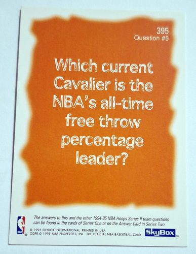 Cleveland Cavaliers NBA Fleer 1995 LOGÓ Kosárlabdakártya