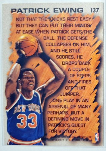 Patrick Ewing NBA Hardwood Leader Kosárlabdakártya 1996