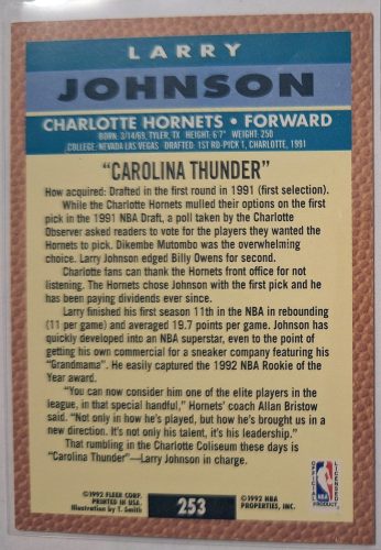 Larry Johnson NBA Fleer (T.SMith) Kosárlabdakártya 1992-1993