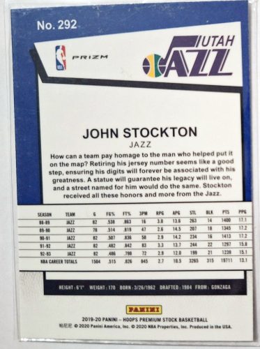 John Stockton NBA Hoops Prizm Kosárlabdakártya 2020