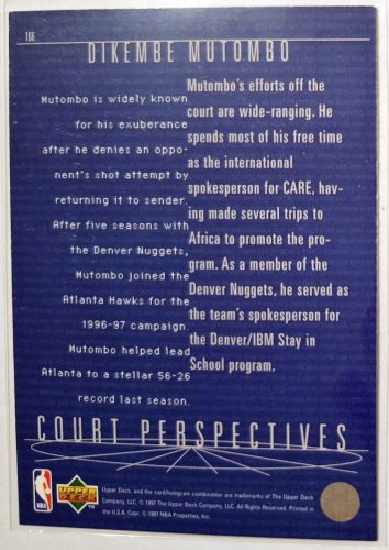 Dikembe Mutombo NBA Court Perspectives Kosárlabdakártya 1997