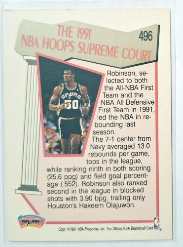David Robinson Hoops Supreme Court NBA Kosárlabdakártya 1991