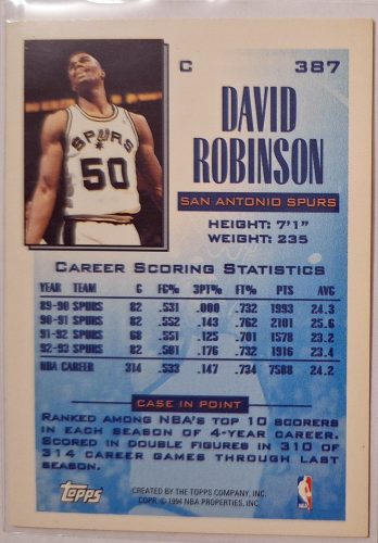 David Robinson Future Scoring Leader Topps NBA Kosárlabdakártya 1994