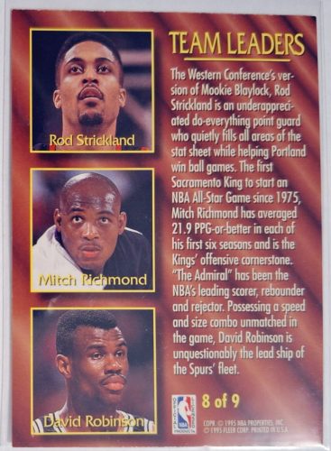 Mithc Richmond/Rod Strickland/David Robinson Team Leaders Fleer NBA Kosárlabdakártya 1995
