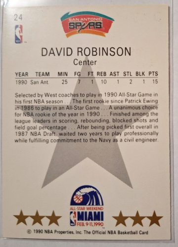 David Robinson 1992 All-Star Weekend NBA Hoops Kosárlabdakártya 1990