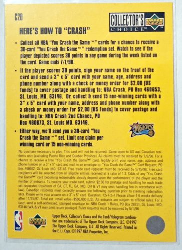 Allen Iverson Collector's Choice Rookie RC You Crash the game NBA Kosárlabdakártya 1996