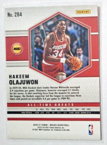 Hakeem Olajuwon Mosaic All-Time Greatest NBA Kosárlabdakártya 2021