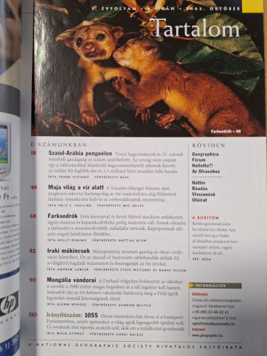 National Geographic ismeretterjesztő magazin 2003.Október