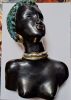 Izsépy Margit - Afrikai lány büsztje, afroamerikai lány, mázas kerámia szobor 1950-1960-as évek