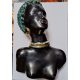 Izsépy Margit - Afrikai lány büsztje, afroamerikai lány, mázas kerámia szobor 1950-1960-as évek