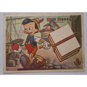   Walt Disney Pinokkió képeslap-levelezőlap (1930-as évek) Hunnia film kiadása