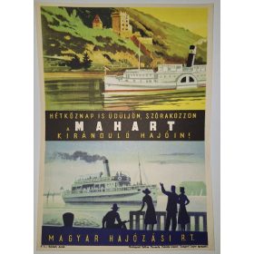   Mahart (Hétköznap is üdüljön, szórakozzon) Magyar Hajózási RT. 1950-es évek villamosplakát