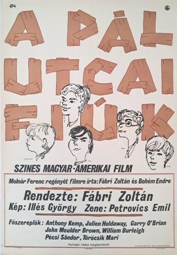 A Pál utcai fiúk filmplakát, A1-es méret, 1968, Szür Szabó József karikatúráival