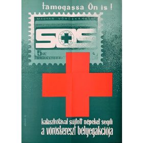   Vöröskereszt Bélyegakció propaganda plakát, Gönczöl D. jelzéssel, 1975