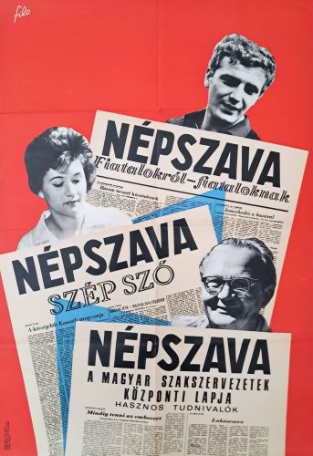 Népszava folyóirat propaganda plakát, FILO jelzéssel, 1974