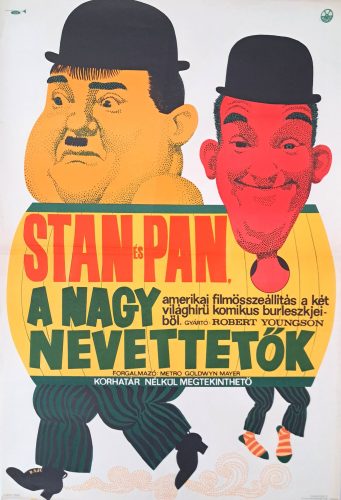 Stan és Pan, A nagy nevettetők filmplakát, A1-es méret, 1967, Benkő Sándor jelzéssel