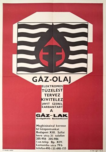 Gáz-Olaj GÁZ-LAK szolgálatató szövetkezet plakát, Bp.XIII.Sallai I. utca 31. 1971