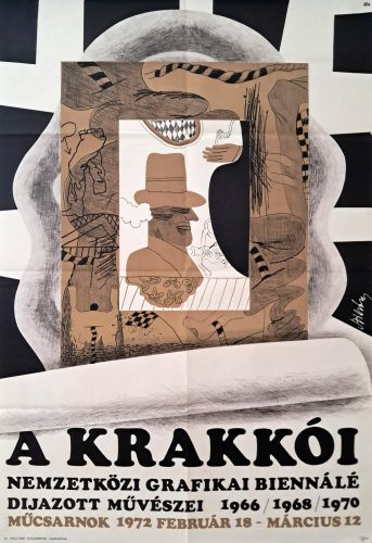 A Krakkói nemzetközi grafikai biennálé díjazott művészei plakát, Műcsarnok, Szilvásy jelzéssel, 1972