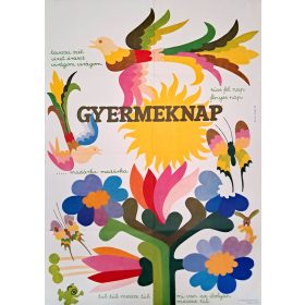   Gyermeknap plakát: Süss fel nap, fényes nap! Darvas Árpád jelzéssel, 1975