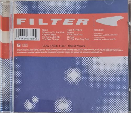 Filter, Title of record zenei CD, USA kiadás