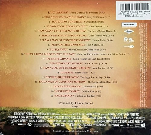 O brother, where are thou? - Ó, testvér, merre visz az utad? eredeti filmzene CD, USA kiadás