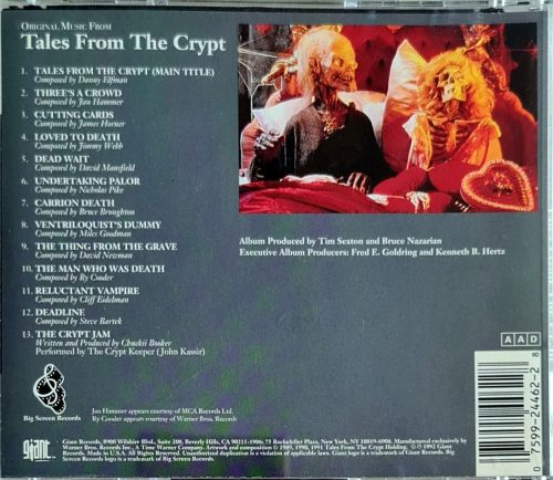 Tales from the crypt - Mesék a kriptából eredeti filmzene CD, USA kiadás, 1992