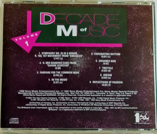 Decade of music, Vol 1 zenei CD