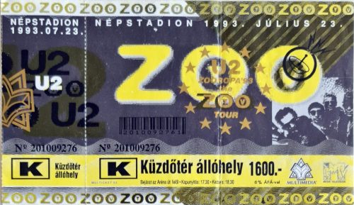 U2 Zoo turné belépőjegy, Népstadion 1993 (201009276)