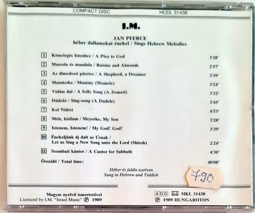 Jan Peerce, Hebrew melodies zenei CD