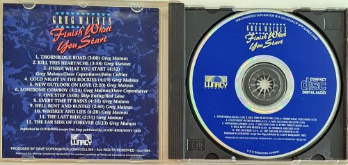 Greg Mainus, Finish what you start zenei CD, USA kiadás