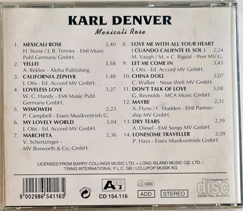 Karl Denver, Mexicali Rose zenei CD