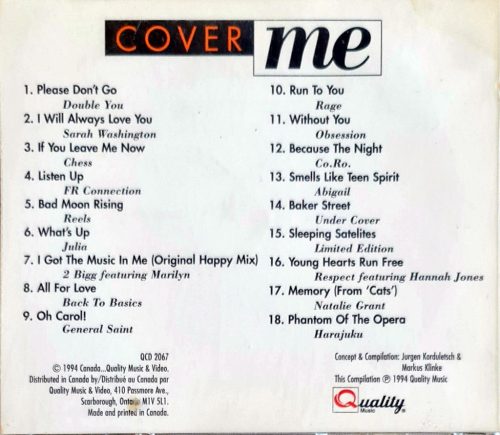 Cover Me: 18 "Dancified" Hits by Various Artists zenei CD, 1994