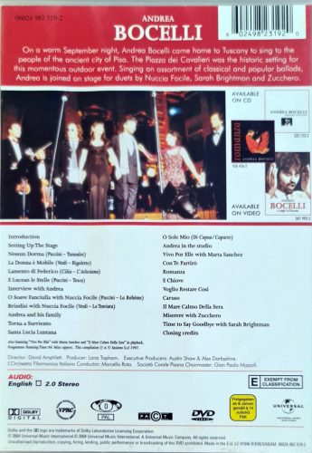 Andrea Bocelli A Night in Tuscany DVD