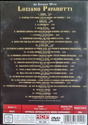 An Evening with Luciano Pavarotti zenei DVD