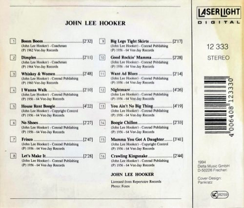 John Lee Hooker, Boom Boom zenei CD (1994)