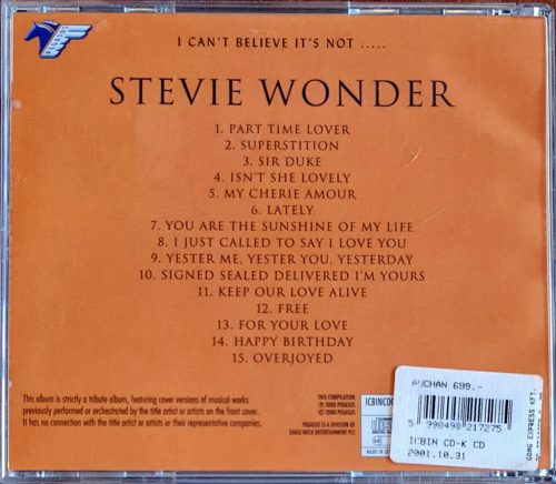 Stevie Wonder, My Cherie amour by Lynden Pearce zenei CD (2000)