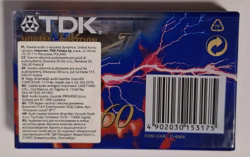 TDK T1 60 (Normal Position, IEC I./Type I.) Perces magnókazetta, bontatlan