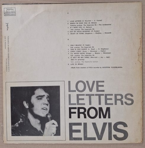 Elvis Presley Love letters from Elvis zenei LP bakelit (Jugoton)