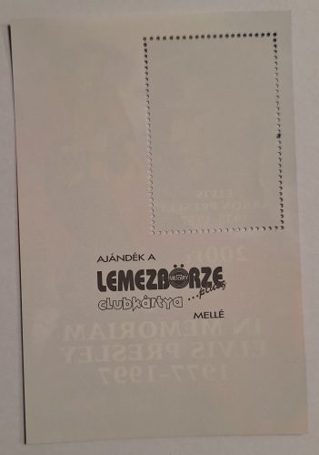 Elvis Presley (1977-1997) bélyegblokk (200ft) Lemezbörze és Philatelica Hungarica kiadása