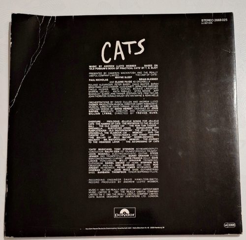 Cats (Macskák) zenei bakelit lemez (Duplalemez) VG/EX