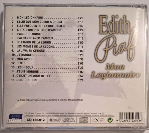Edith Piaf Mon Legionnaire zenei CD lemez