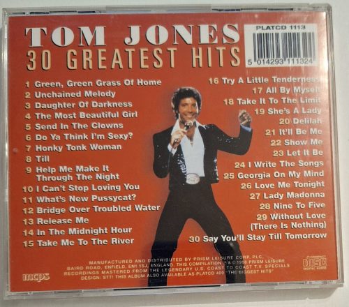 Tom Jones 30 Greatest Hits zenei CD lemez 1998