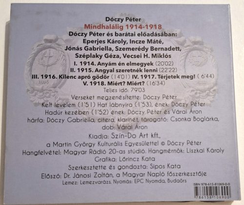 Mindhalálig 1914-1918 (A Nagy Háborút megidézik...) CD lemez