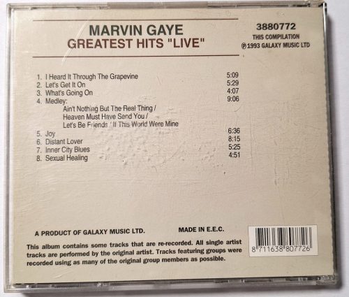 Marvin Gaye Greatest Hits "Live" zenei CD lemez 1993
