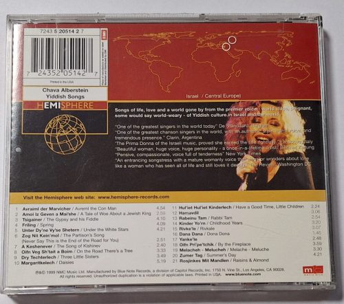 Chava Alberstein Yiddish Songs zenei CD lemez 1999